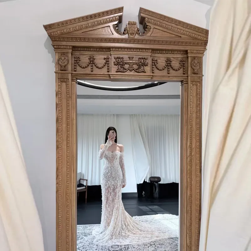 

80x180 90x190 100x200 зеркало всего тела большое винтажное зеркало середины века для макияжа украшение комнаты espejos de piso мебель