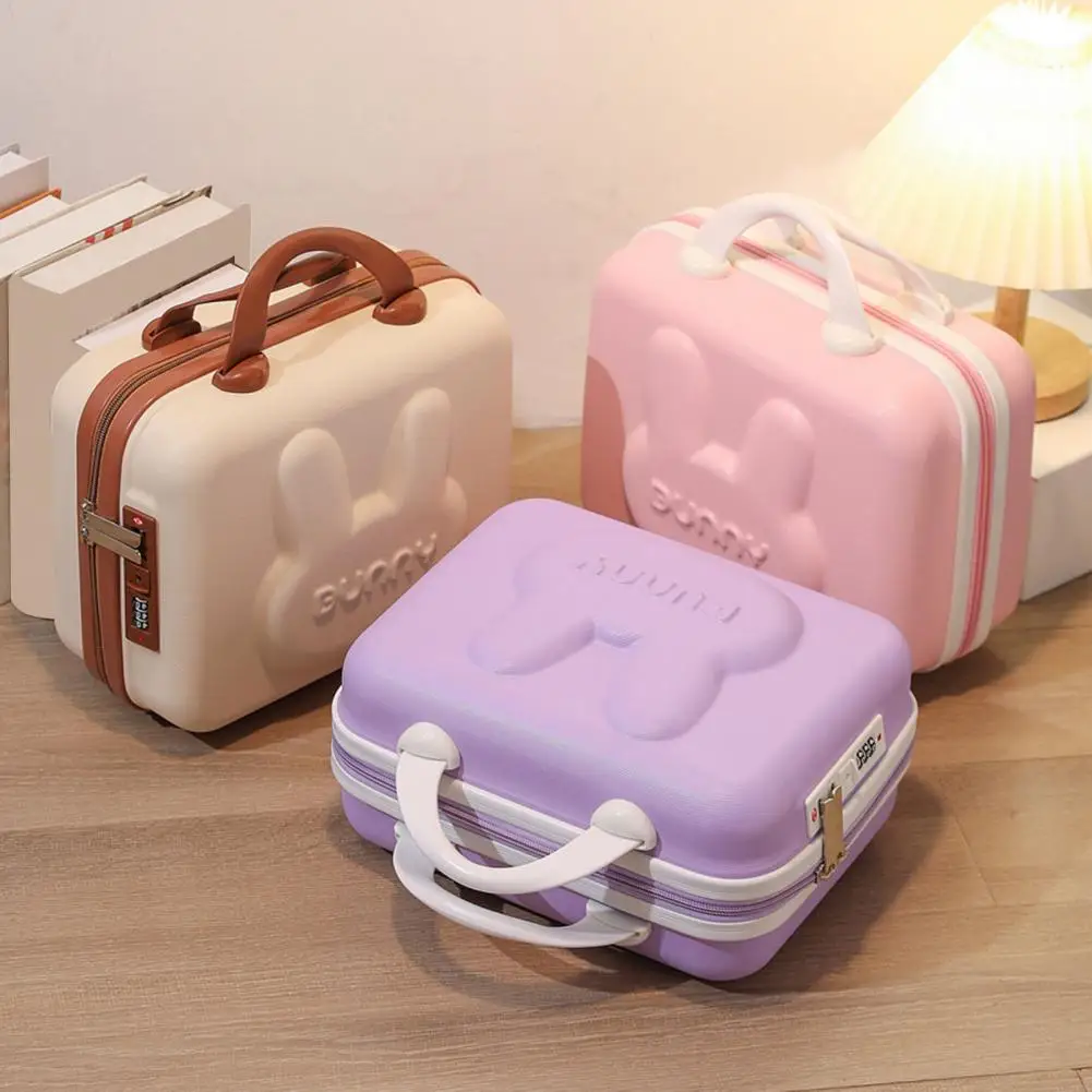 Lazy Bear Cosmetic Case Suitcase Cute Handle Lock Password Mini Luggage Cosmetic Storage Box Travel Toiletry Makeup Code Case