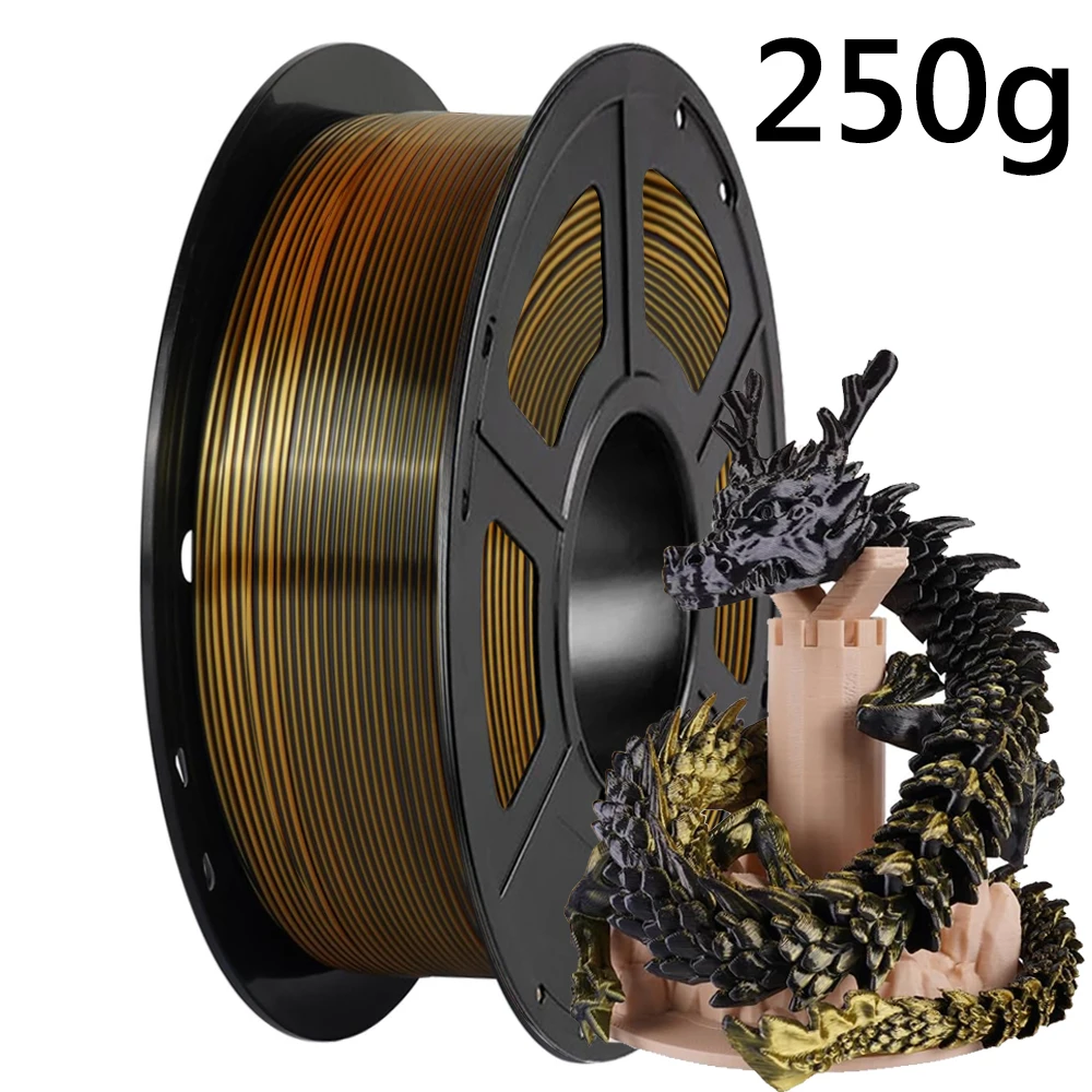 1.75mm Dual Color PLA Filament 3D Printer Silk Black Gold Two Color blue red 3D Printing Material Magic Sublimation Duotone 250g