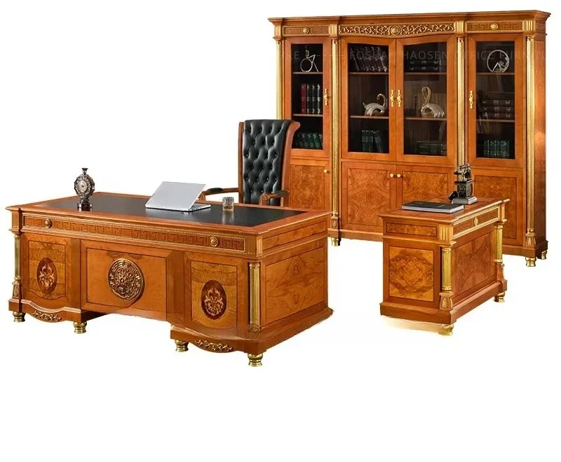 Luxury classic carved wooden office furniture table