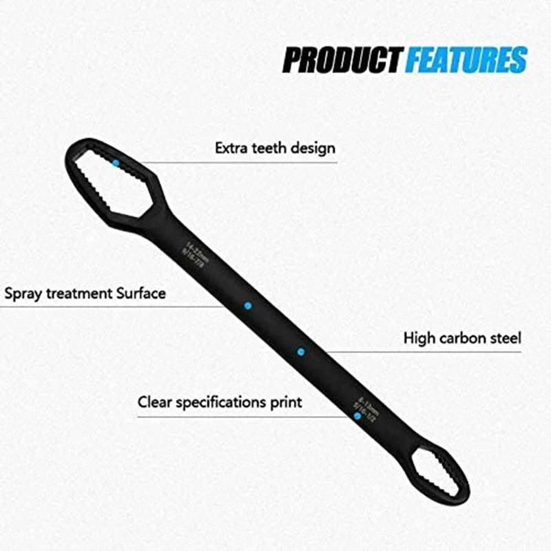 Double End Wrench Universal Spanner 8-22Mm Key Set Screw Nuts Wrenches Repair Self-Tightening Universal Wrench