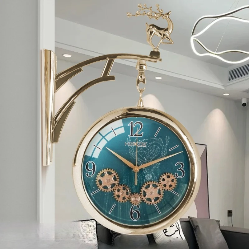 Double-sided Wall Clocks Living Room Creative Wall Watch Modern Simple Bedroom Silent Clock Luxury Home Decoration Accessories