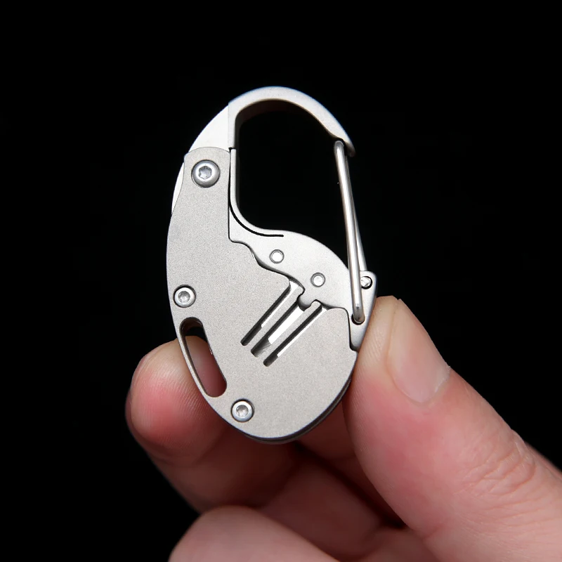 Porte-clés multifonctionnel en alliage de titane, Mini couteau, Clip de ceinture d'extérieur Portable pour ouvrir des emballages et des boîtes avec lame tranchante