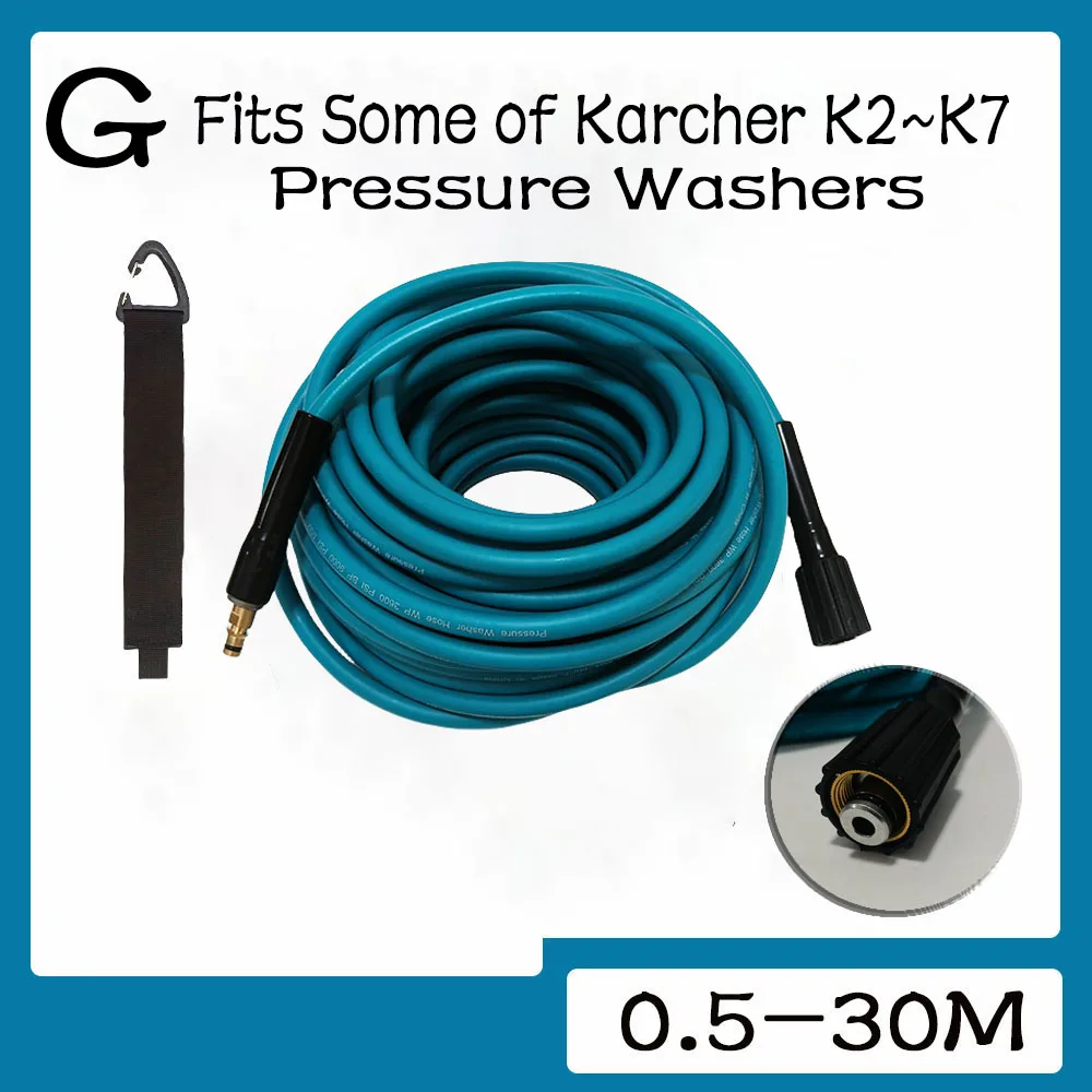 0.5-30M Ultra Flexible Pressure Washer Hose Pipe Cord Kink Resistant Pressure Fits Some of Karcher K2~K7Pressure Washers