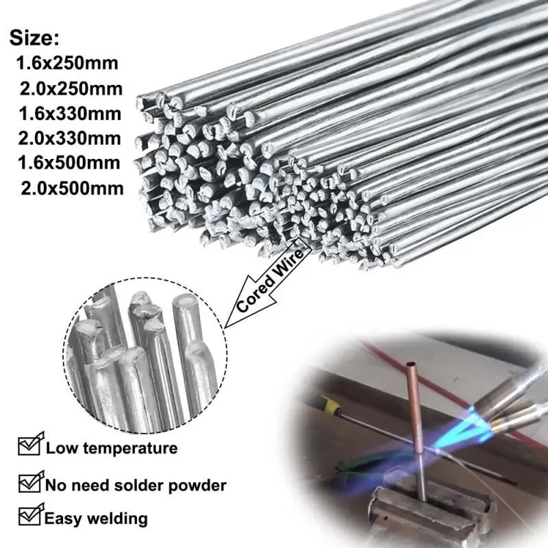 20/40pcs Aluminum Welding Rods 1.6/2.0mm Low Temperature Easy Melt Aluminum Welding Wire Flux Core Suitable for Soldering