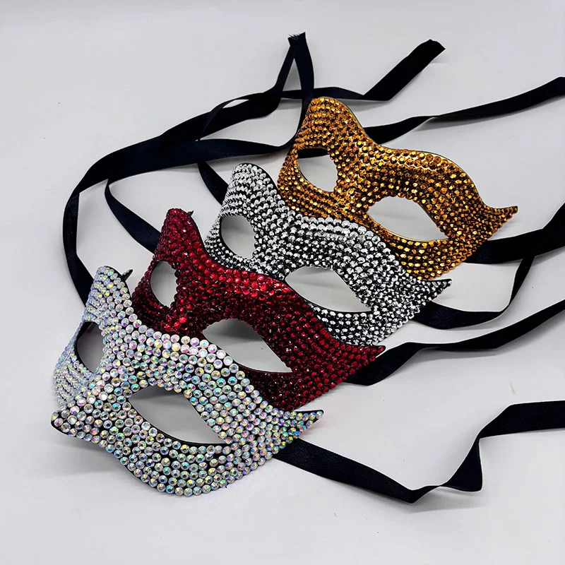 หน้ากากเต้นรำคอสเพลย์ หน้ากากปาร์ตี้สุดเซ็กซี่ หน้ากากตาประดับเพชรเทียม ทำจากพลาสติก สำหรับงานฮาโลวีน บาร์ และงานคาร์นิวัล