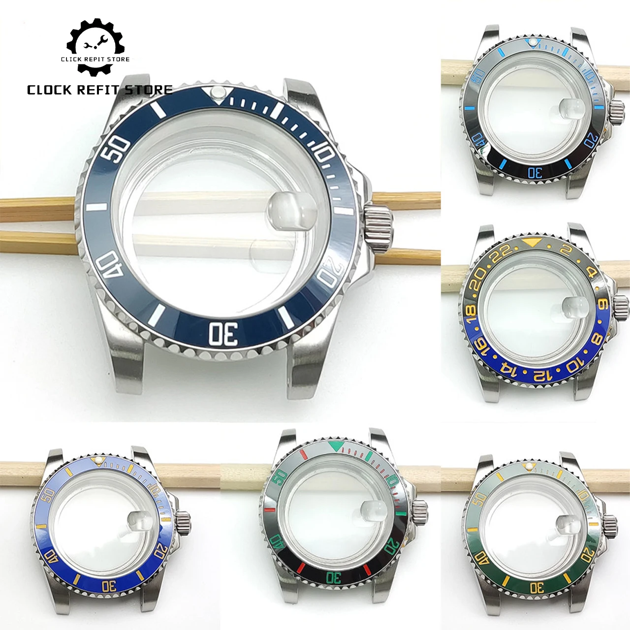 Hot Sale 40MM Luxury Men's Mechanical Watch Case Sapphire Glass Ceramic Bezel Exhibition Caseback For 8215 NH35 NH36