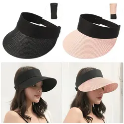 Summer Wide Brim Portable Straw Cap Visors Sun Hat Beach Hat