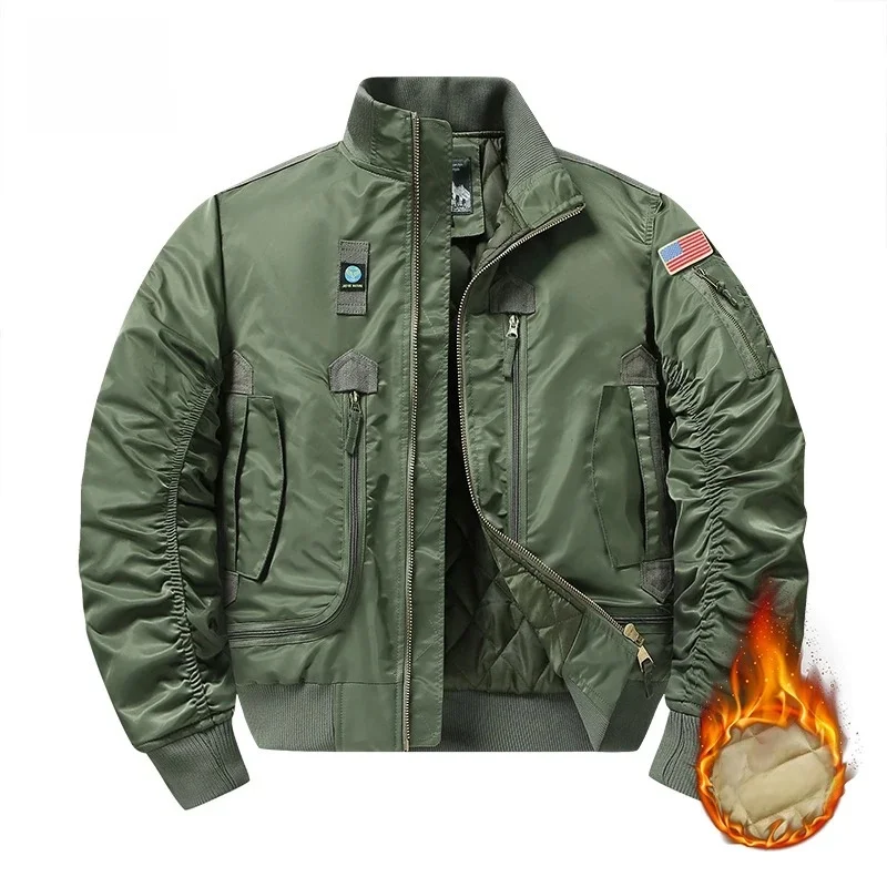 Winter MA1 Men's Bomber Jacket Thicken Oversized Cotton-Padded Clothes Men Clothing Streetwear Casual Parkas A5F726