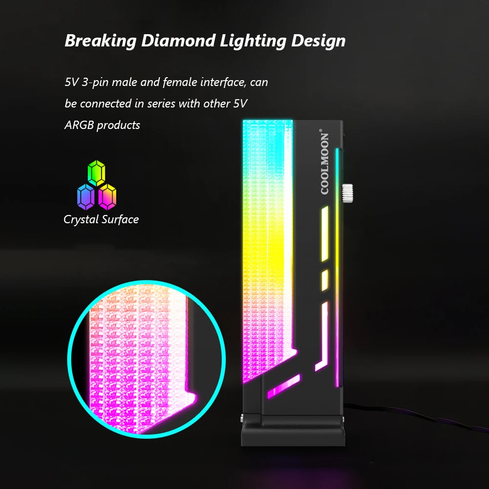 COOLMOON CM-GH2 Vertical GPU Stand Cooling Support Colorful 5V A-RGB Bracket Computer Graphics Video Card Holder with Controller