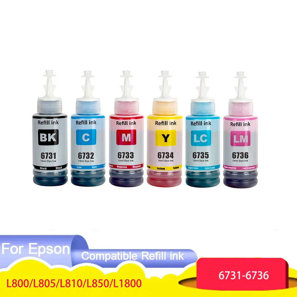 

673 T673 T6731 T6736 Premium Color Compatible Bottle Refill Ecotank Ink for Epson L800 L805 L810 L850 L1800 Printer