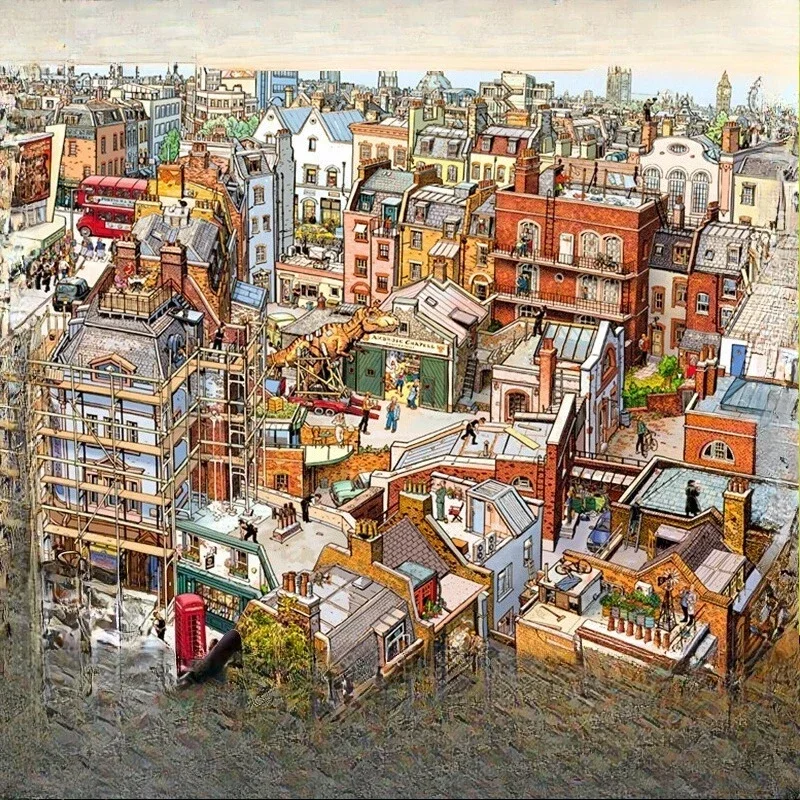 2000 Piece Adult - Town Market Crowded Canal Scene - Assembled Size 11