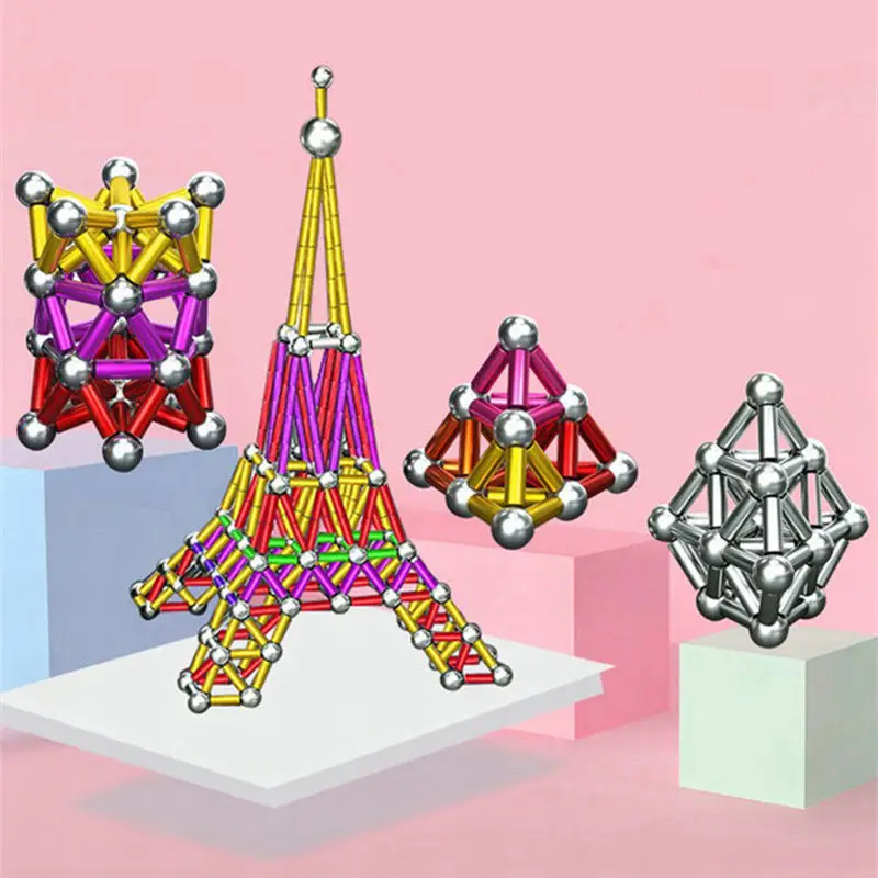 Puzzle Wszechstronne Magnetyczne Klocki Konstrukcyjne Zabawka Dziecięca Geometryczne Kształty Magiczne Kolory Wczesna Edukacja Magnetyczna Zabawka z Przyssawkami