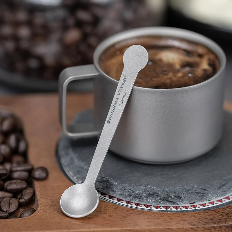 Mini cuchara de café de titanio Boundless Voyage, vajilla para acampar al aire libre, cucharas pequeñas para postre, té, azúcar y mermelada, suministros para fiestas