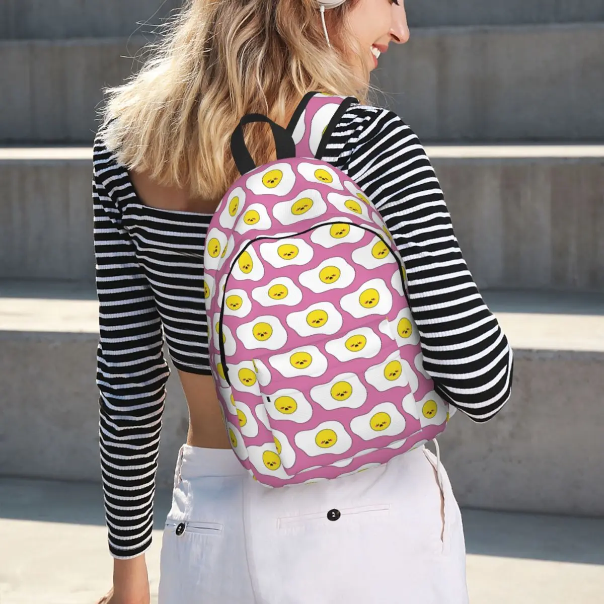 

Breakfast Food Kawaii Egg Cartoon Backpack Hot Sale Daypack Large Capacity BookBag School Bag Shoulder Bags for Men Women