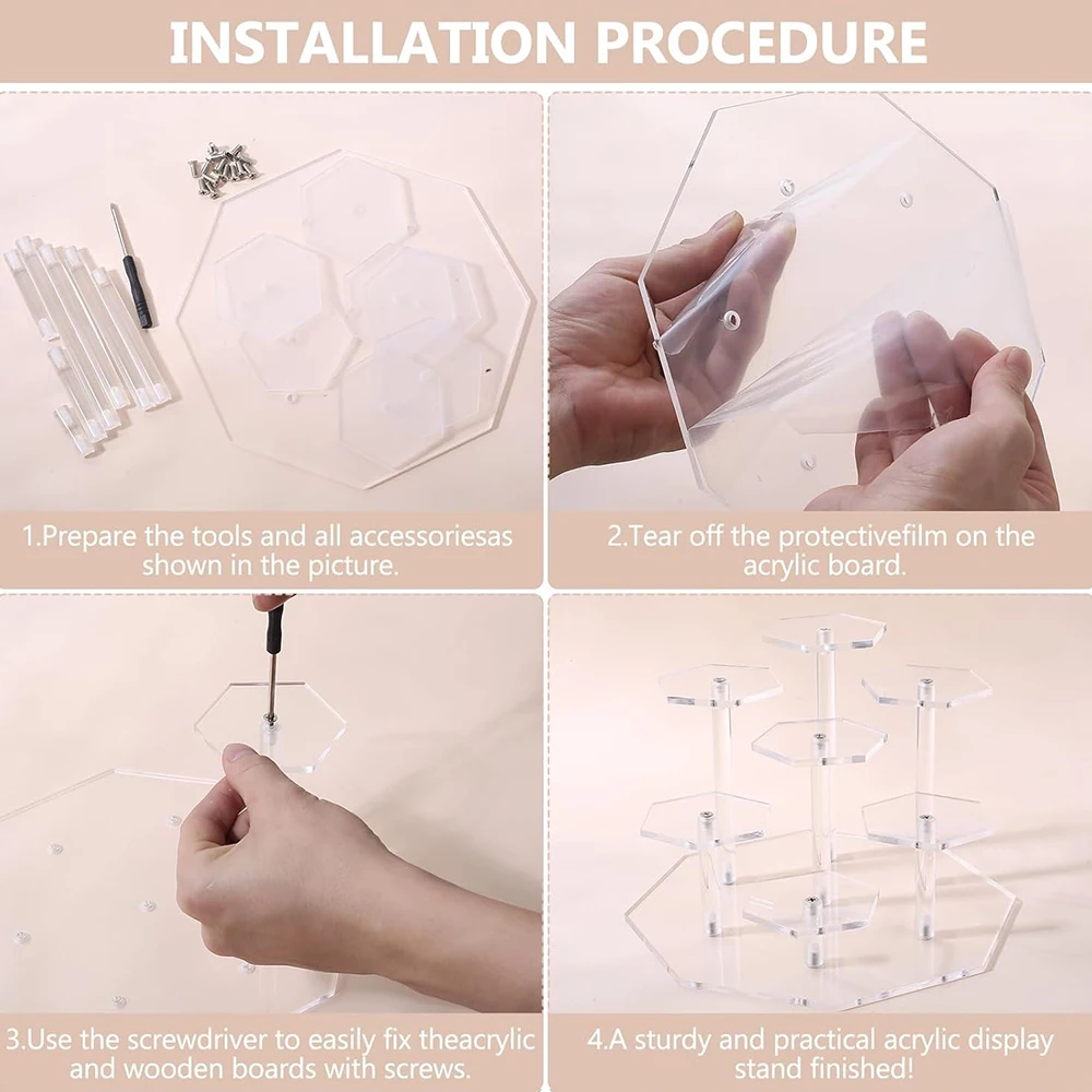 7 Tier Acrylic Clear Display Stands Jewelry Organizer Display Risers for Perfume Watches Rings Cupcake Figure Storage Holder