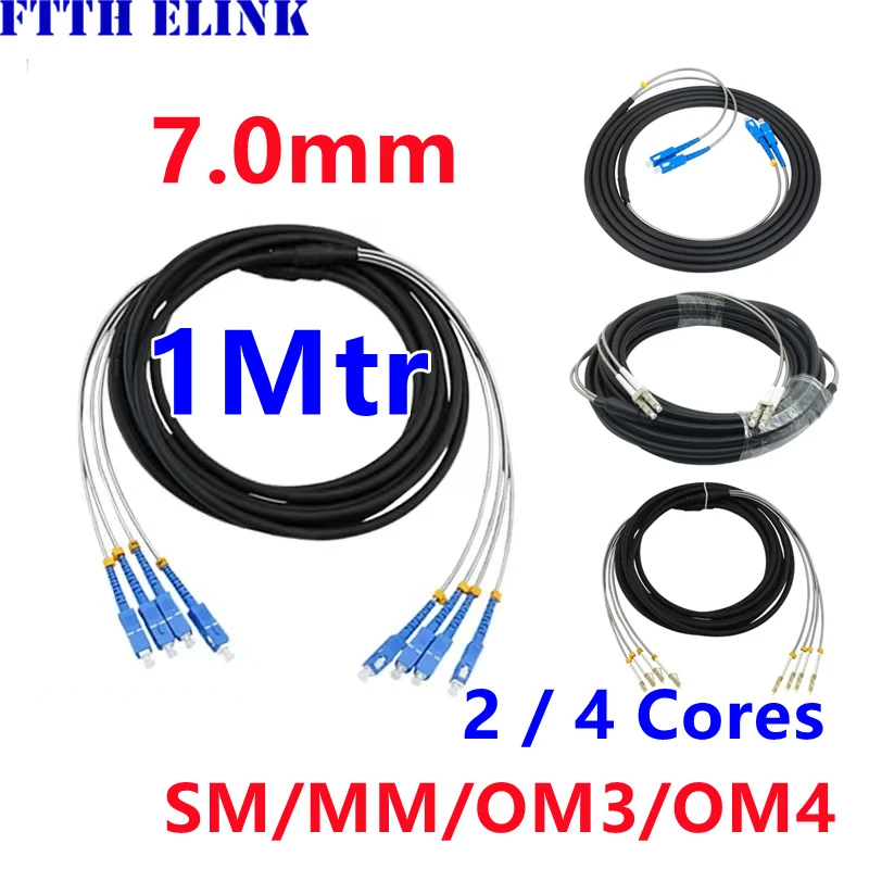 Fiber optic Patch cord 2C 4C Outdoor CPRI 5pcs 1mtr SM OM3 OM4 OM2 LC SC FC ST 2 4 core patch cable Singlemode FTTH jumper ELINK