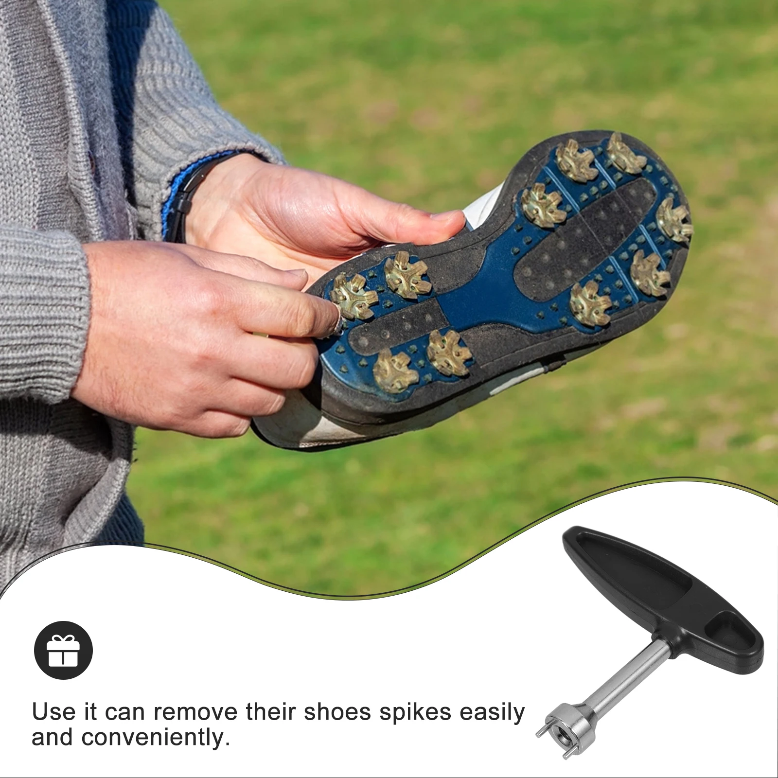 

Golf Shoes Spike Wrench Black Handle Long Pegs Cleats Removal Tool Ratchet Drill Golfer Gift Shoe