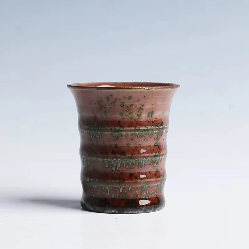 Jun Kiln Charcoal-fired Crystalline Dazzling Pattern High-rise Cup Original Ore Handcraft Creative Pressed Hand Cup Master Ning