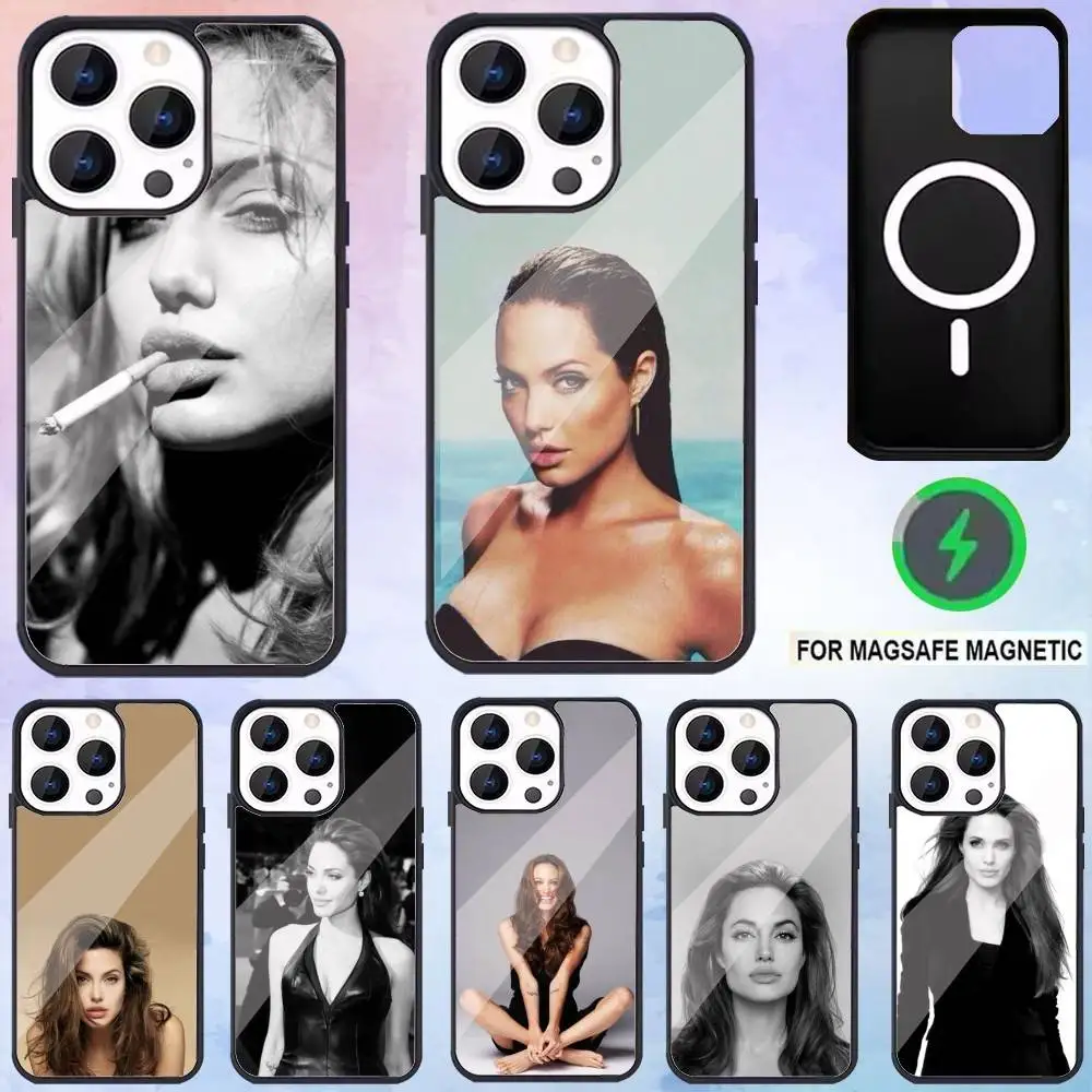 

A-Angelina Actor J-Jolie Phone Case For iPhone17,16,15,14,13,12,11 Plus,Pro Max Magnetic For Magsafe Wireless Charging