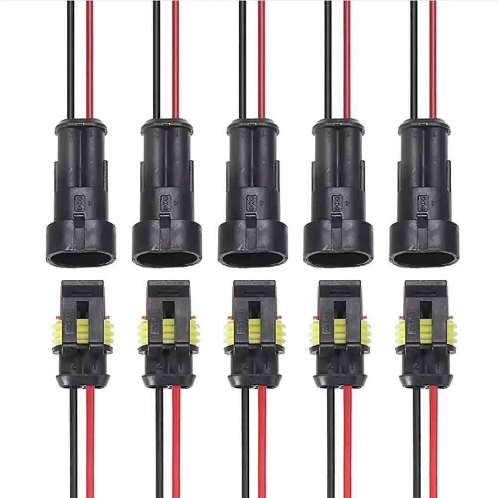 

1/5Pairs Waterproof 2 Pin Connector Male Female Way 20-16AWG Electrical Wire Connector Quick Disconnect Harness Plug Kit