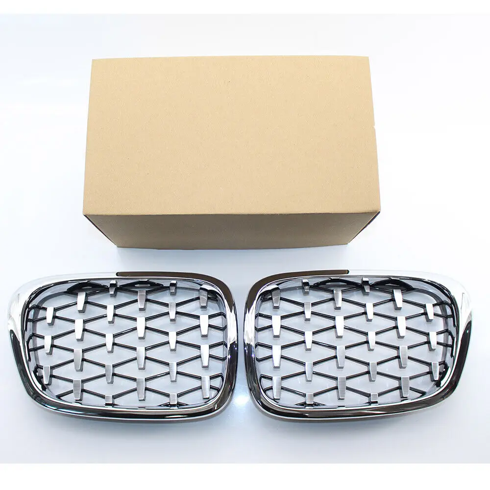 1 Pair Latest Style Front Kidney Chrome Grille Diamond Meteor For BMW E39 M5 1999-2003 51132497261 51132497262