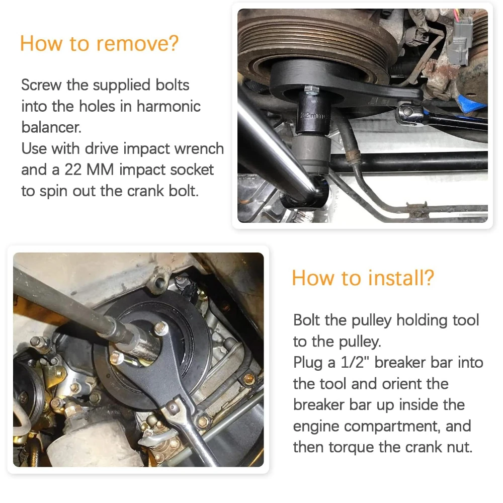 Harmonic Damper Pulley Holding Tool Crankshaft Crank Holder Removal Wrench Tool Fit for Toyota Lexus