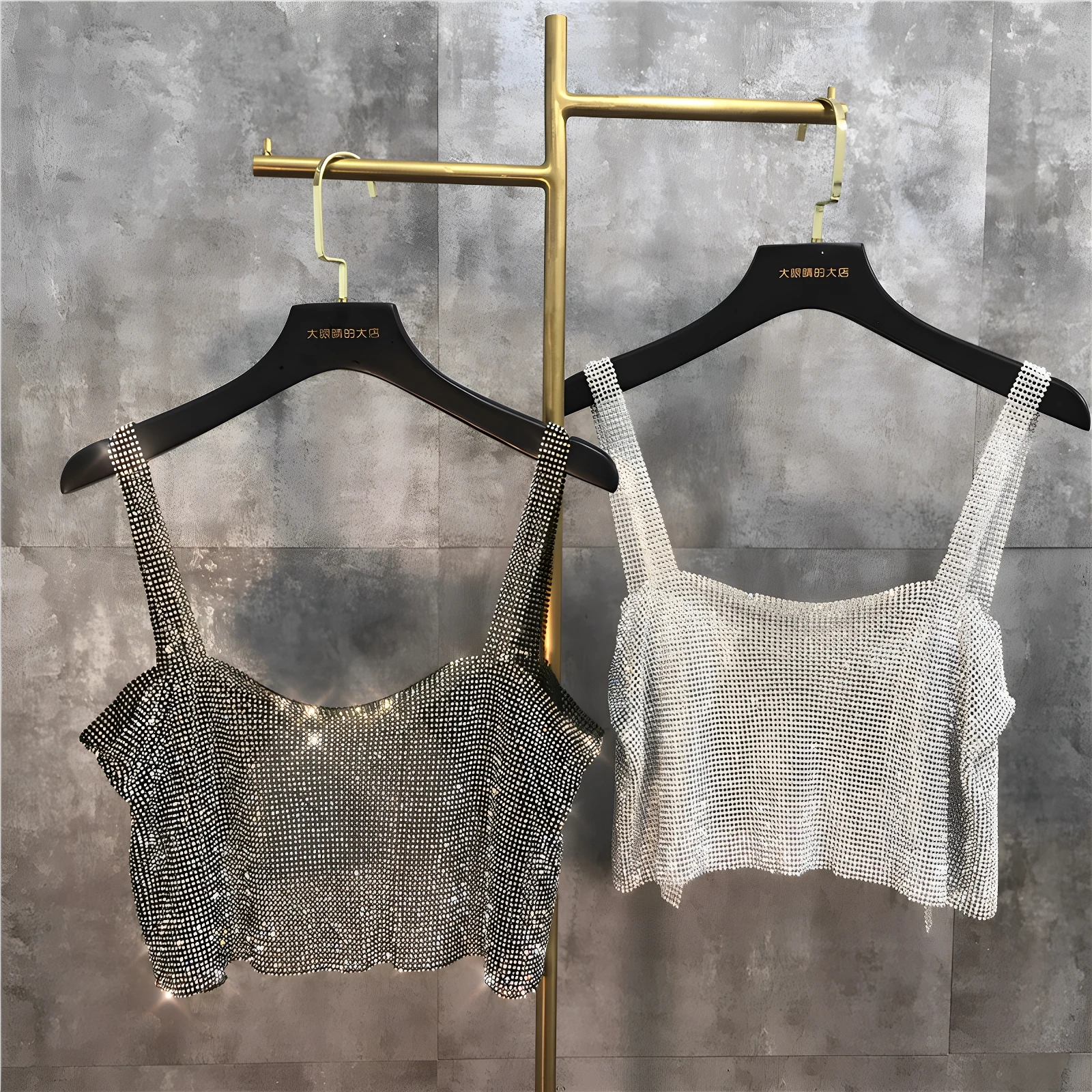 

Модный ромбовидный дизайн, цепочка с водяными бриллиантами, верхняя одежда, жилет, светящийся, новинка 2025, уличный женский топ Faion