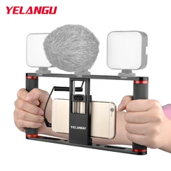 YELANGU Aluminium Smartphone Video Rig Phone Video Stabilizer Handheld Grip with Cold Shoe Tripod Mount for Filmmaking Vlogging