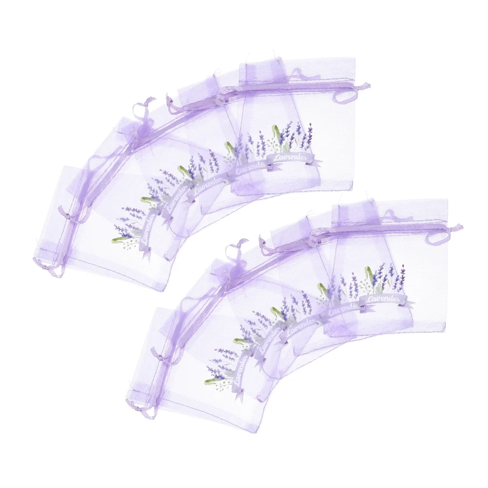 

10 PCS Beam Port Empty Sachet Bag Light Purple Organza Gauze Lavender Dryer Bags