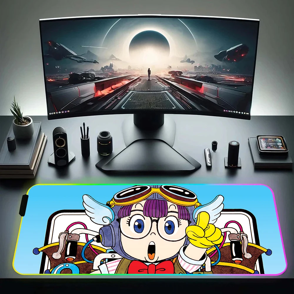 Imagem -02 - Slump Anime Rgb pc Gamer Teclado Mouse Pad Mousepad Led Brilhante Mouse Pads Borracha Gaming Computer Mausepad