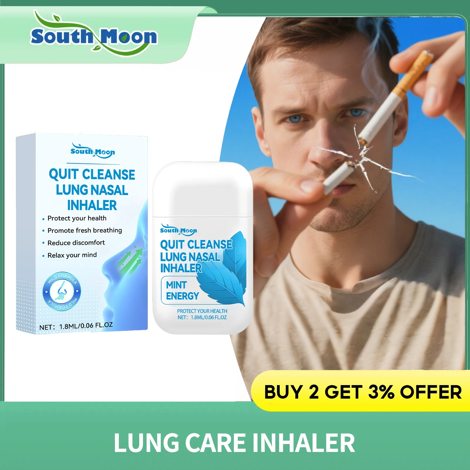 

Lung Cleansing Inhaler Liver Health Nasal Inhaler Relief Discomfort Mint Lung Soothing Detoxification Quit Smoking Nasal Stick