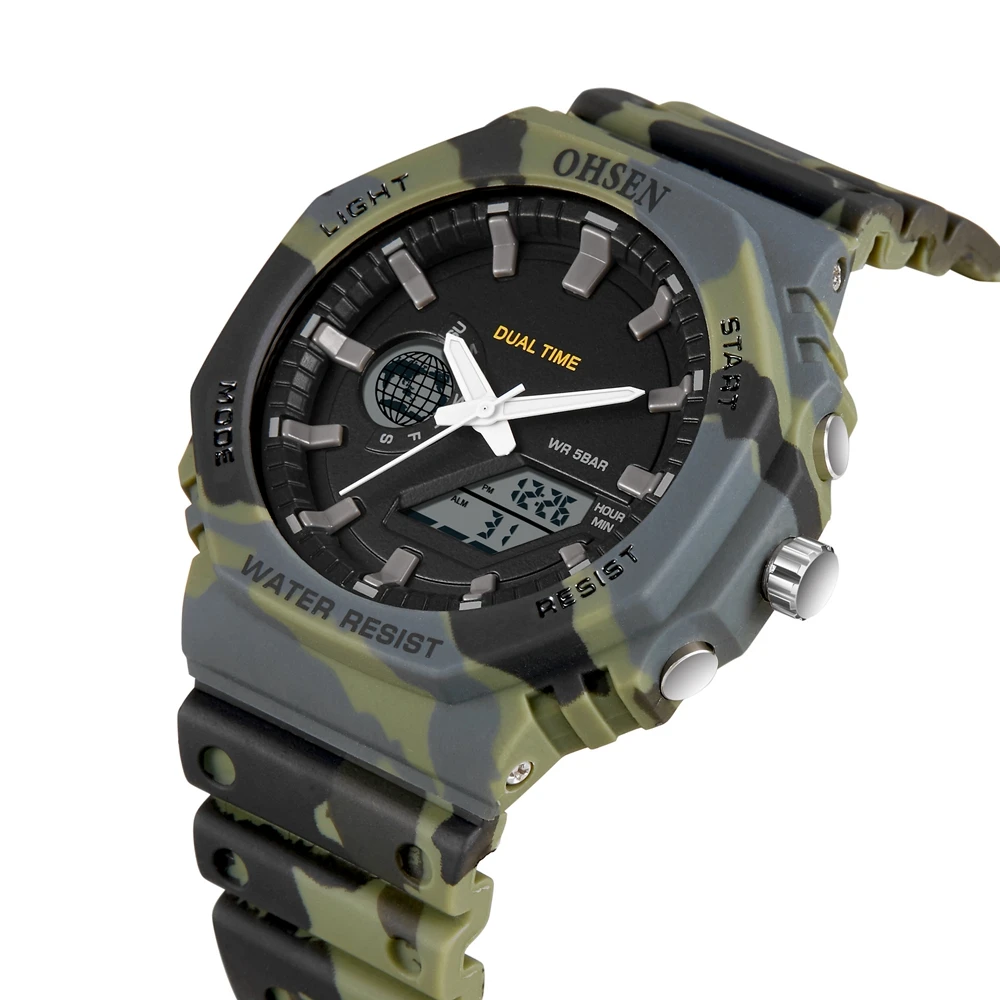 

OHSEN Men Digital Watches Sport Waterproof Watches for Man Camouflage Military Clock Electronic Wristwatch Relogio Masculino