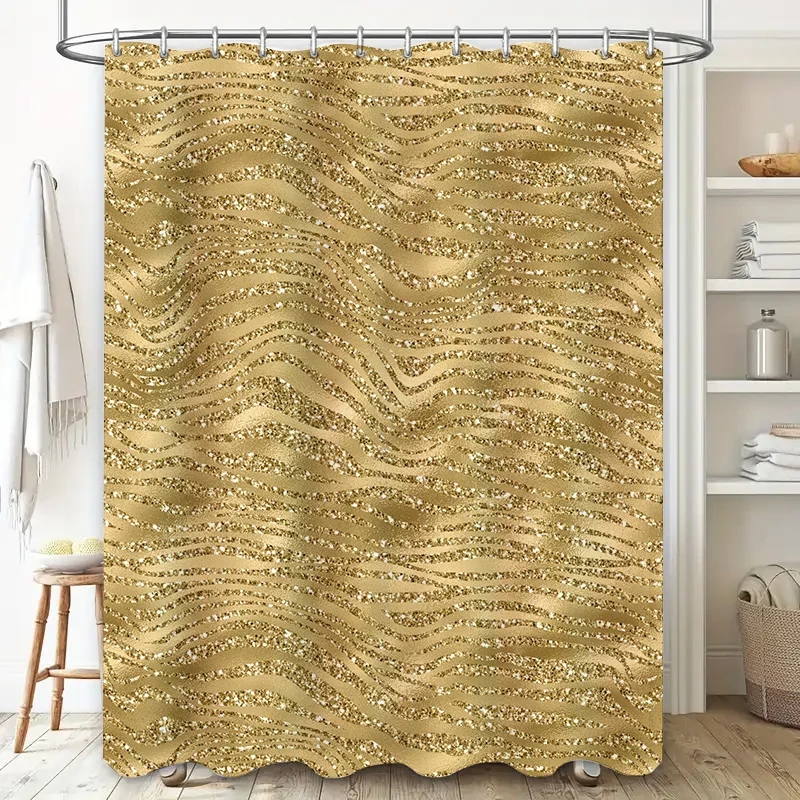 Luxurious Gold Shower Curtain with Glittering Sparkle: Upgrade Your Bathroom Decor Today