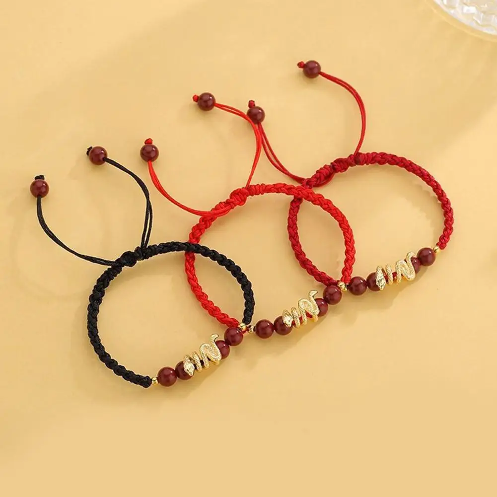 The Year Of The Snake Hand Woven Rope Peace Shunsui Blessing Snake Couple Bracelet Woven Red Rope Vermilion Hand Jewelry