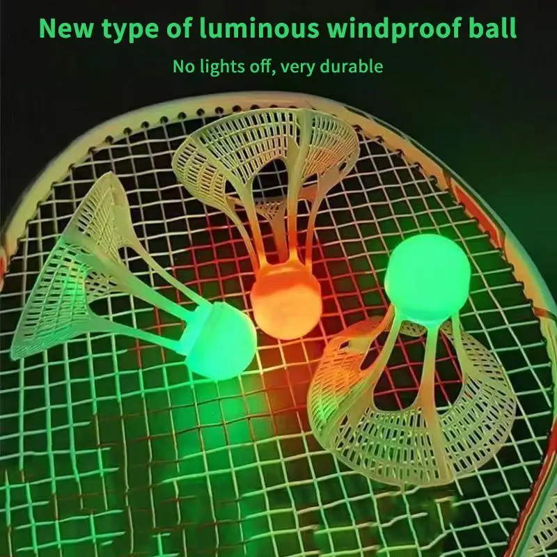 3/10Pcs Luminous Windproof Nylon Badminton Shuttlecocks Soft Touch for Night Outdoor Kids Adult Casual Play