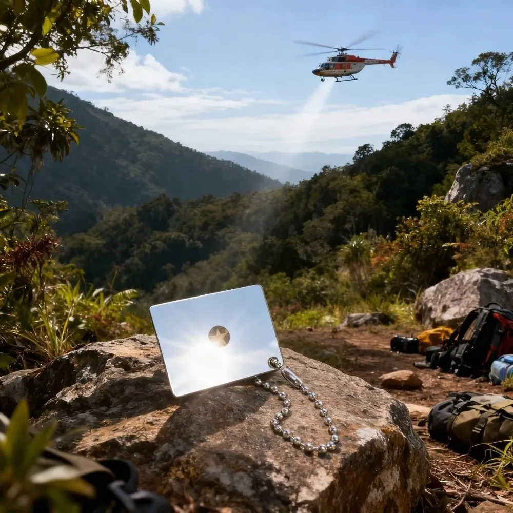 Acrylic Outdoor Signal Mirror Reflective Surface Aiming Sight Emergency Signaling Device Chain Attachment Multifunction