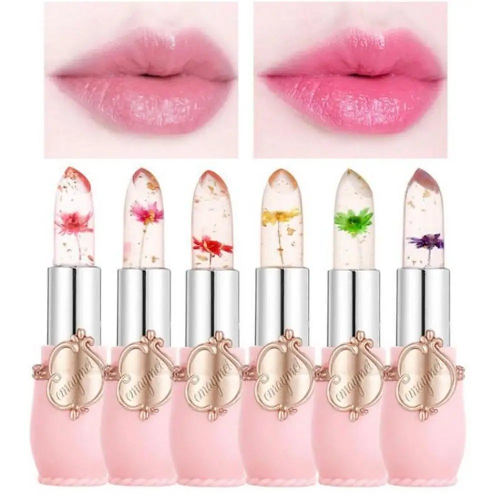 6 Sticks Transparent Moisturize Jelly Dried Flower Temperature Change Lipstick Crystal Clear Lipstick Set Makeup Cosmetic