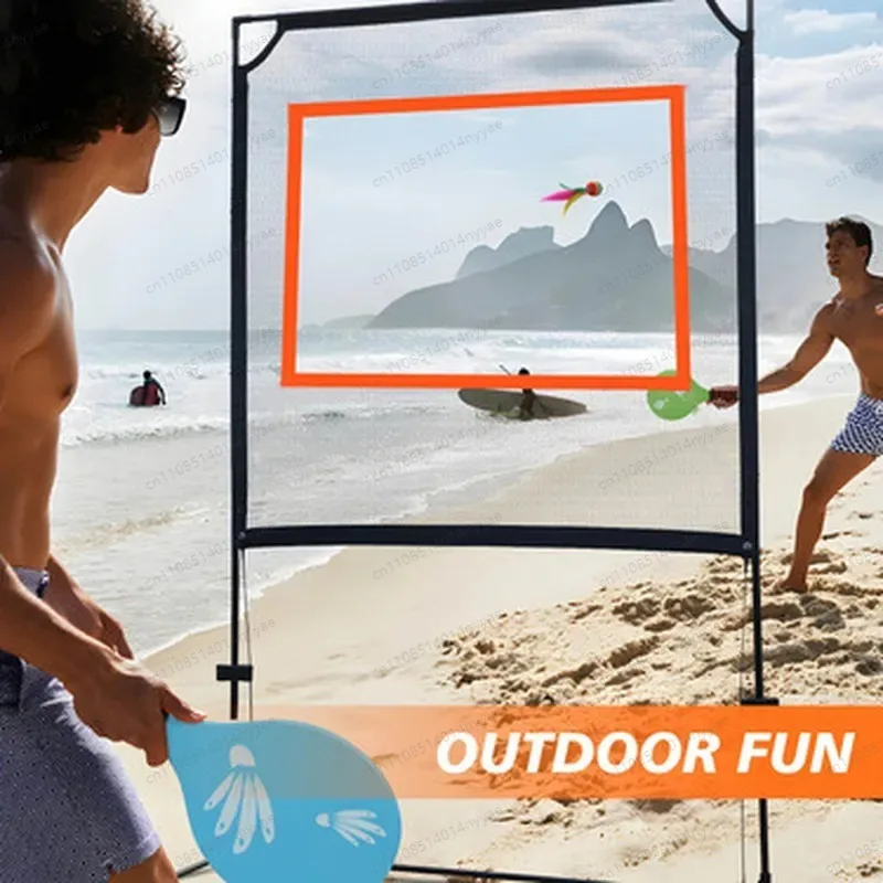 Badminton Net Set Portable Outdoor Indoor Sports Rackets Shuttlecocks Storage Bag Edge Guard for Adults Kids Beginners Family