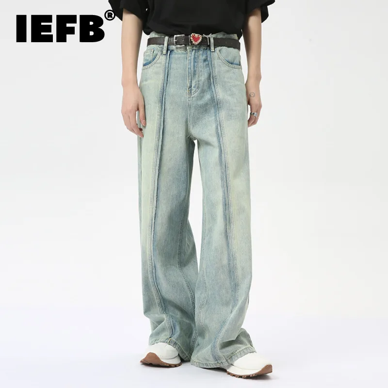 

IEFB Fashion New Men's Denim Pants Summer Straigth Casual Vintage High Street Loose Wide Leg Male Bottom New Chic 2024 9C6315