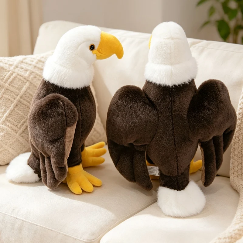 2 Sizes Simulation Bald Eagle Doll Stuffed Standing Bird Animal Plushie Home Decoration Man Gift