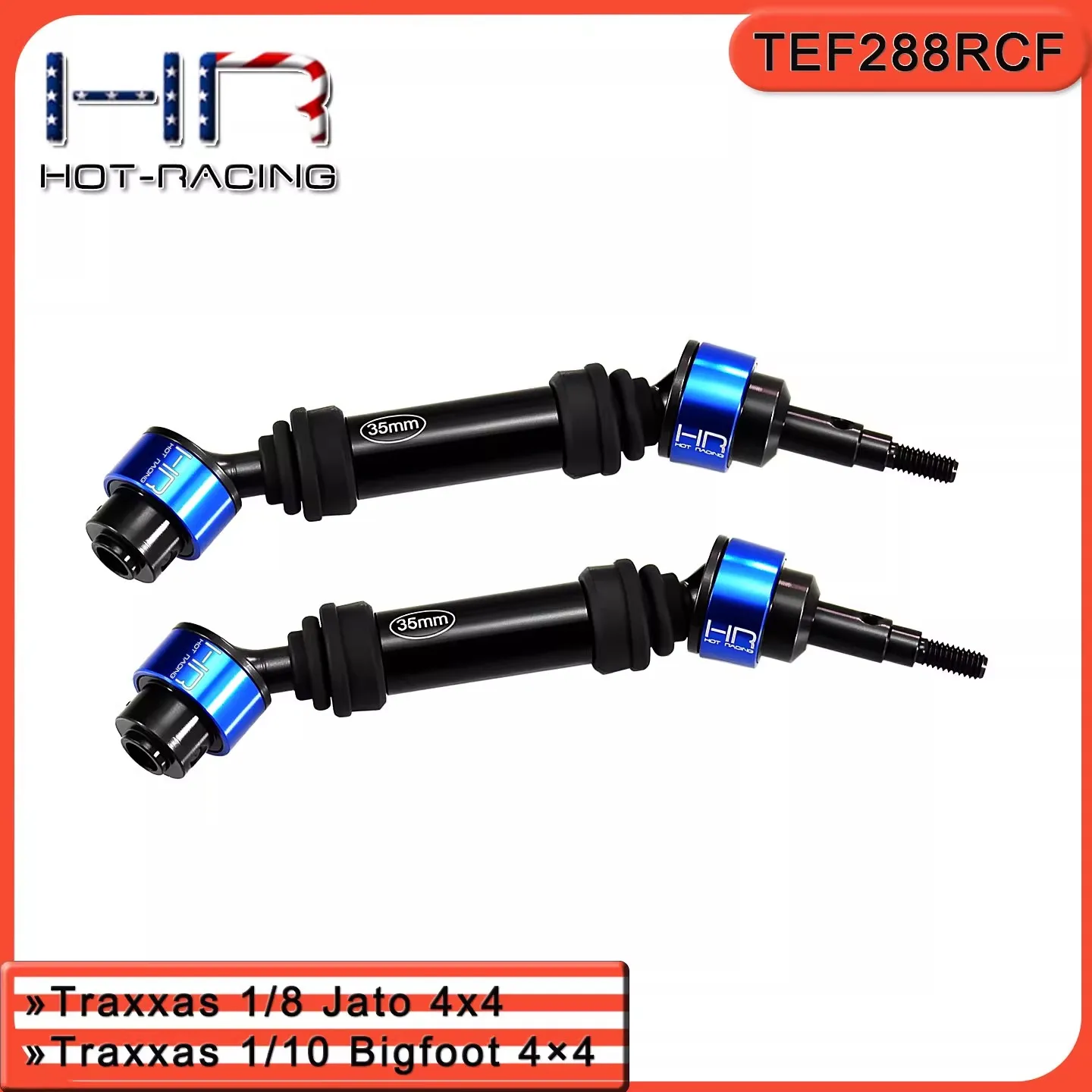 

HR Traxxas 1/10Bigfoot4 × 4, усиленный стальной цветочный ключ, передний универсальный шарнир с пылезащитной крышкой, 1 пара -35 мм