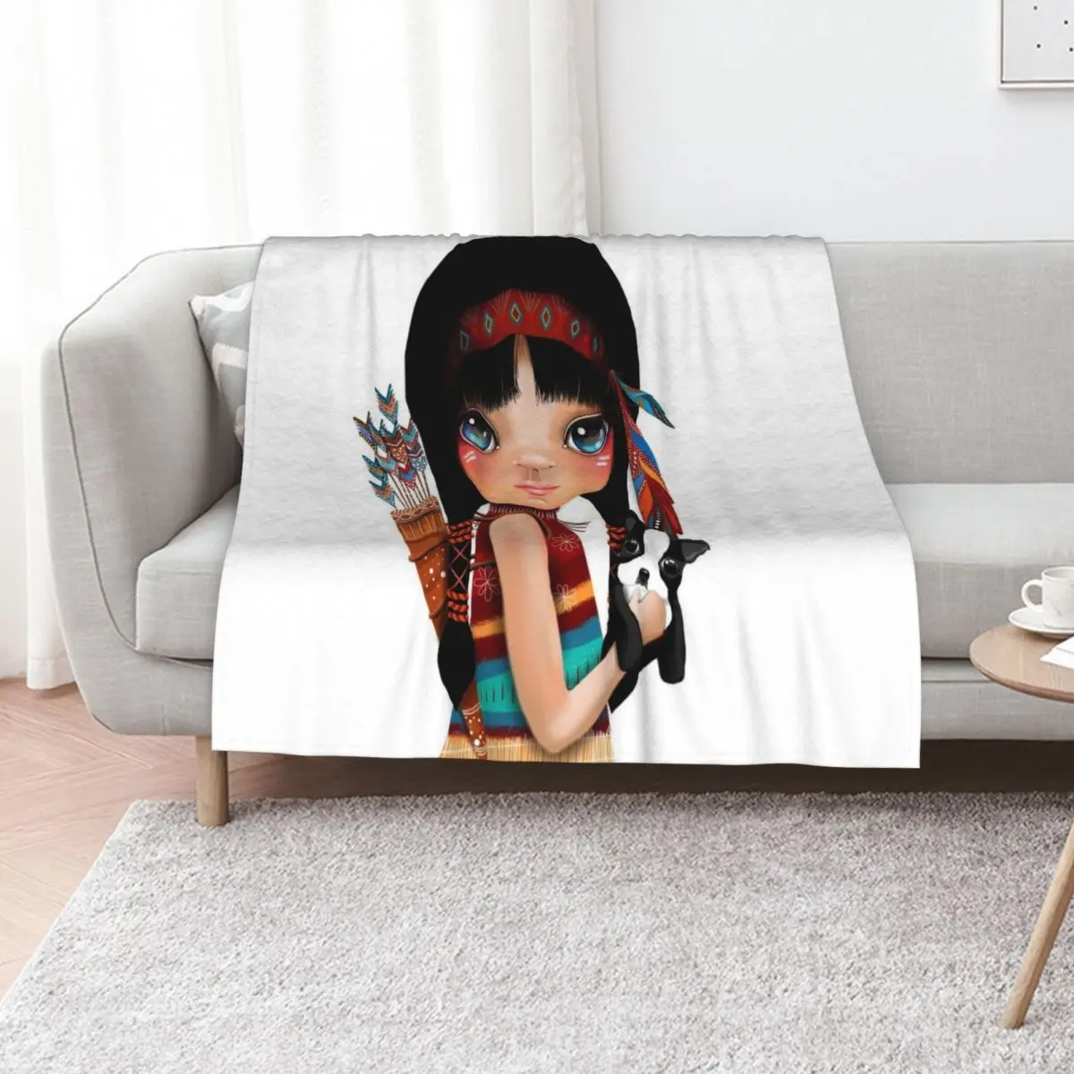 

Native Girl Throw Blanket Blankets For Sofas Summer halloween Plaid on the sofa Blankets
