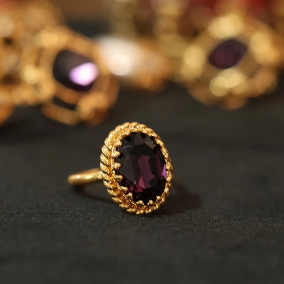 Qingdao-zirconパールイヤリングとリング、フレンチヴィンテージ、古代、長いガラス、ネックレス、装飾