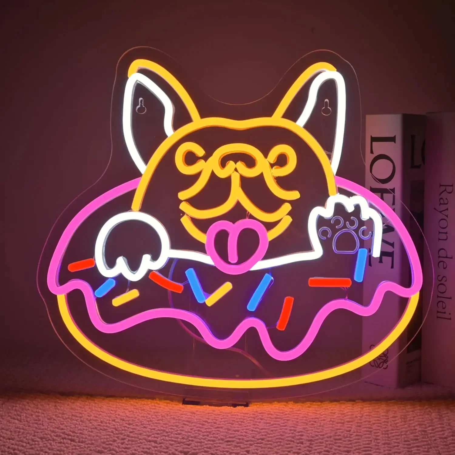 

Cute Dog Donut Neon Sign Light Dimmable Neon Light for Donut Shop Dog Lover Donut Lover Kids Bedroom Cafe Wall Decor USB Powered