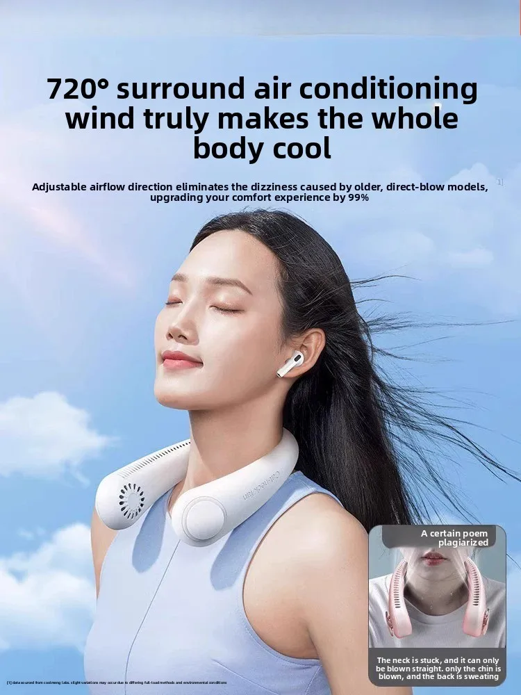 Portable Bladeless Neck Fan USB Rechargeable Wearable Cooling Mini Air Conditioner Hands Free Neck Hanging Fan