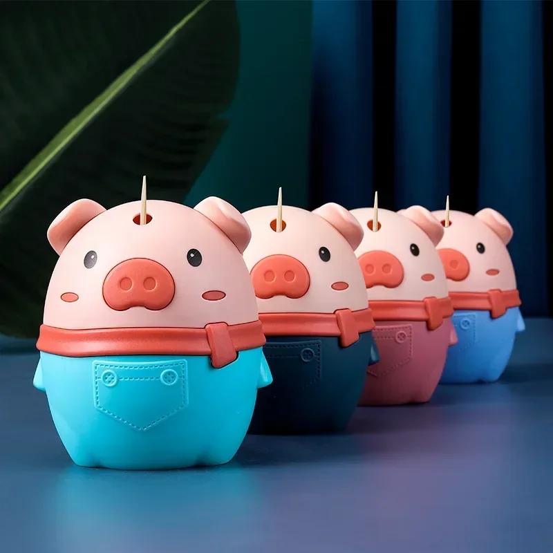 Nette Cartoon Piggy Zahnstocher Halter Automatische Zahnstocher Spender Halter Restaurant Tisch Dekor Täglichen Gebrauch Zahnstocher Spender
