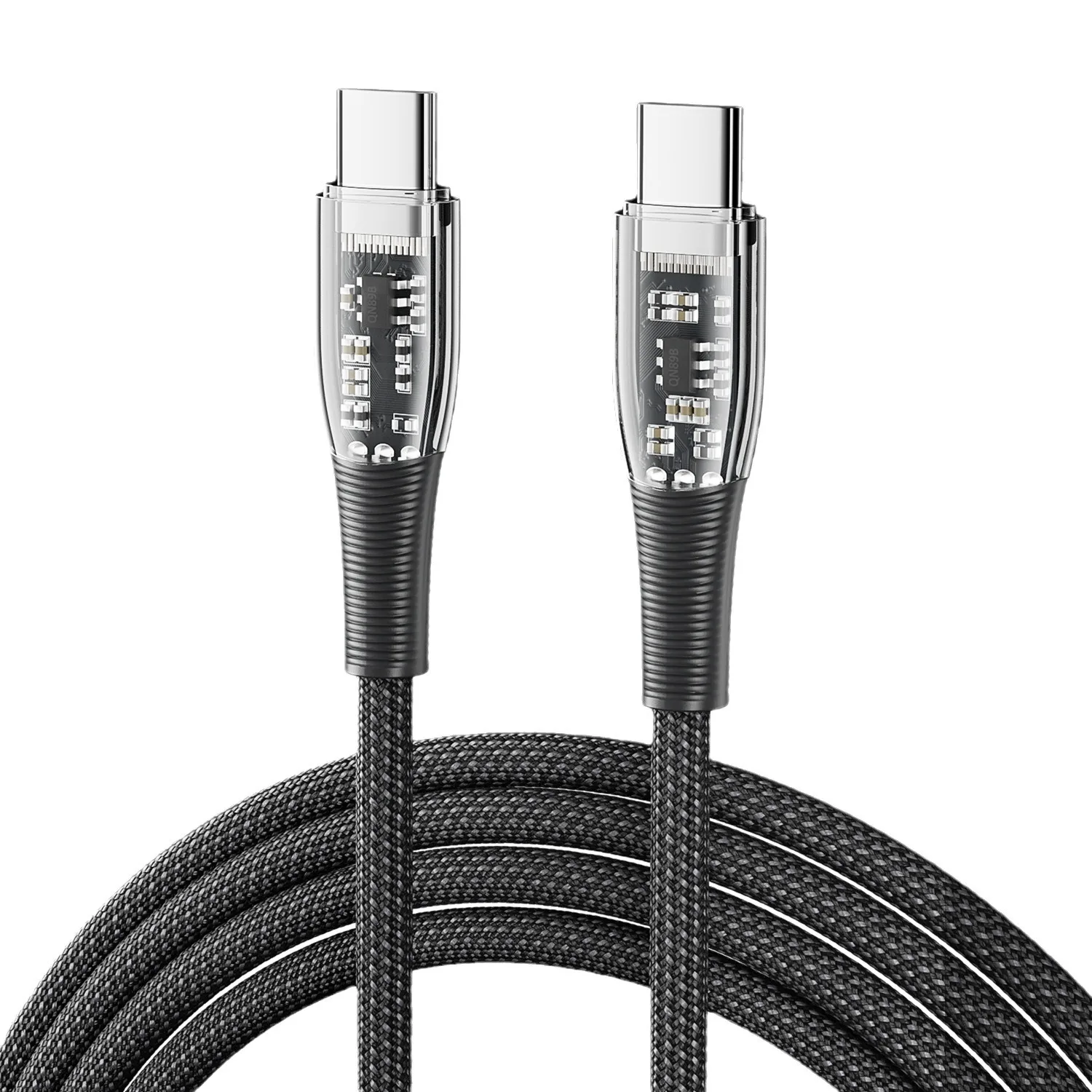 

60W dual type-C data cable transparent fast charging laptop tablet PD charging cable