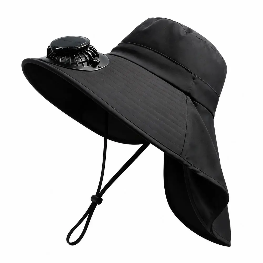 

USB Charging Women Men Solar Fan Hats UV Protection Adjustable Bucket Hat 800 MAh Full Wrap Work Sun Hat Summer Outdoor