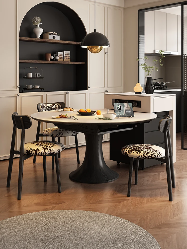 minimalist island dining table integrated household separable multi-functional round square table mobile rock slab middle island